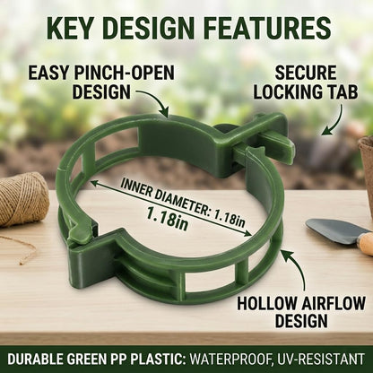 Skiennix Plant Support Clips - 50 Reusable Plastic Garden Clips for Climbing Plants | Green