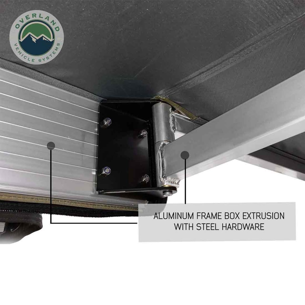Overland Vehicle Systems 19519907 HD Nomadic 270 Degree Awning Driver Side | 129 Sq Ft of Coverage | Dark Gray Fabric with Travel Cover Included | Twist and Lock Technology | Weather-Resistant