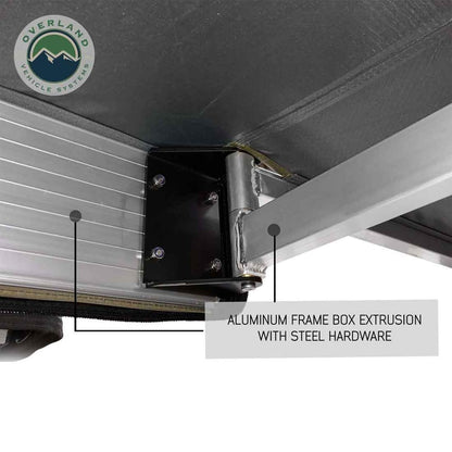 Overland Vehicle Systems 19519907 HD Nomadic 270 Degree Awning Driver Side | 129 Sq Ft of Coverage | Dark Gray Fabric with Travel Cover Included | Twist and Lock Technology | Weather-Resistant