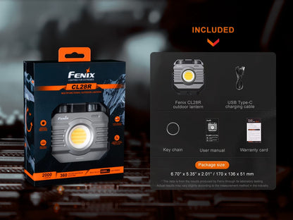Fenix CL28R 2000 Lumen Rechargeable Work Light(Worksite Light) Warm White/Cool White/red Photo/Video Light with EdisonBright USB Charging Adapter Bundle