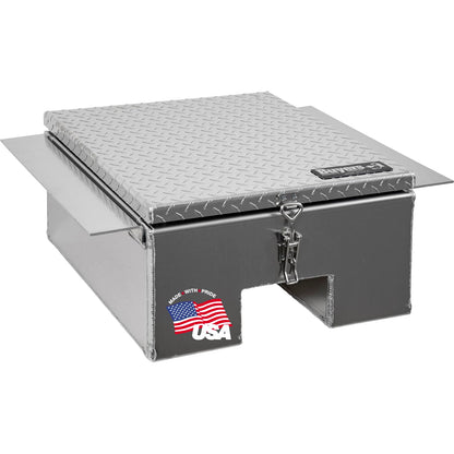 Buyers Products 1705381 Diamond Tread Aluminum In-Frame Truck Tool Box w/Notched Bottom, 12" H x 24" D x 32" W, Truck Box for Between Truck Frame Rails, Adjustable Latch, Includes Mounting Kit