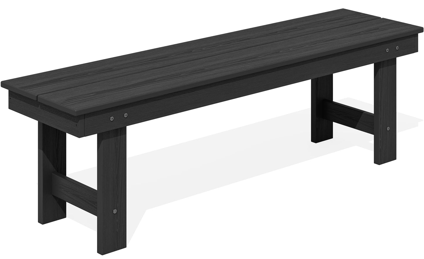 SERWALL 2-Person Outdoor Bench Backless, HDPE Outdoor Benches Weatherproof, 660 Lbs Weight Capacity, Poly Lumber Patio Furniture for Garden, Porch and Park, Black