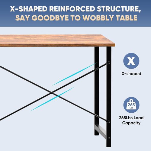 DUMOS 32-Inch Small Computer Desk - Modern Home Office Writing Table with X-Shaped Reinforcement | Rust Finish