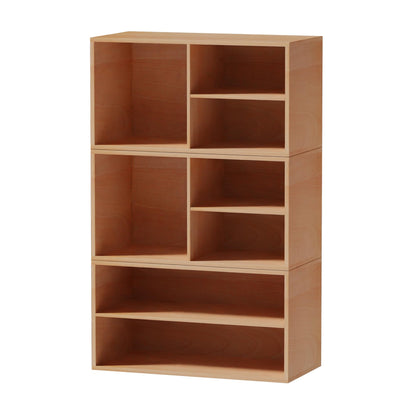 WHOOSPEREH 3 Cube Organizer Bookcase, Expandable Storage Shelves, Wooden Open Shelving Unit Book Shelf for Living Room, Office, Bedroom, Mid-Century Style Wood Furniture, Beech Color (1 Set)