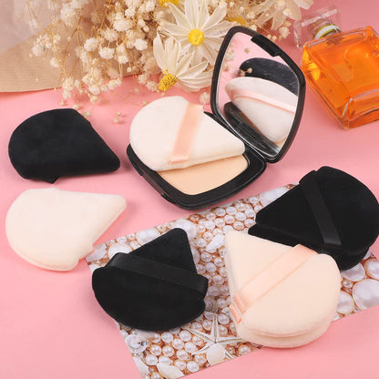 Pimoys 12 Pieces Powder Puff Face Triangle Makeup Sponge for Loose Powder Setting Powder Velour Foundation Blender Sponge Beauty Makeup Tool, Black