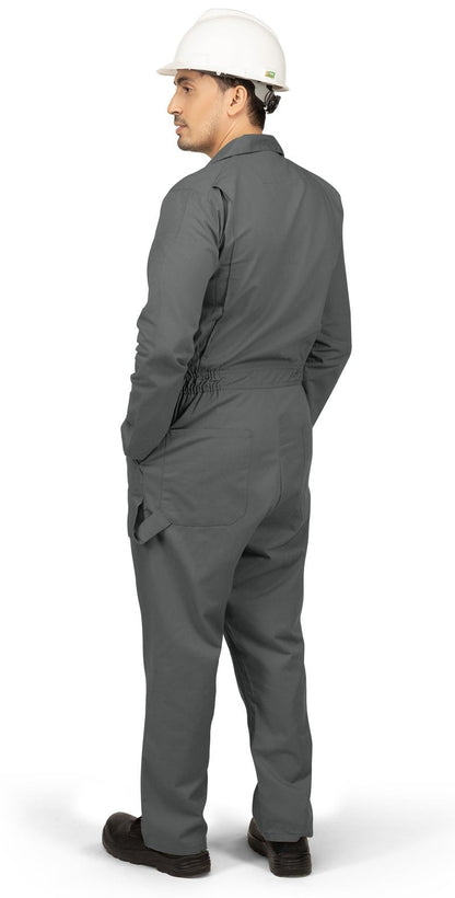 NY Threads Men’s Twill Coverall Relaxed Fit Long Sleeve Utility Work Wear, Small, Grey