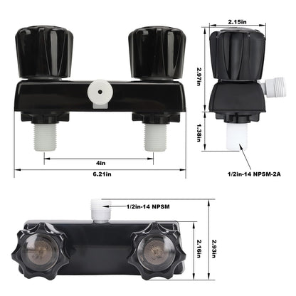 RV Shower Faucet with Shower Head and Hose - Non-Metallic RV Shower Kit, On/Off Valve & Diverter, Handheld Shower Replacement for RV, 5th Wheels, Motorhomes, Travel Trailers, Campers (Black)