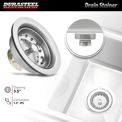 DuraSteel Commercial Stainless Steel Utility Sink - NSF 18 x 18 x 12 Bowl with Right Drainboard & Faucet - Freestanding Outdoor Kitchen Sinks, Outdoor Sinks, Laundry Sink, Garage Shop, Utility Tub