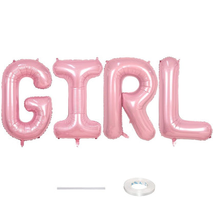40 Inch Pastel Pink GIRL Balloons, Large Pearl Pink Girls Balloon Letters, Light Pink GIRL Mylar Banner Sign Alphabet Balloon for Girls Birthday Baby Shower Gender Reveal Party Decoration Supplies