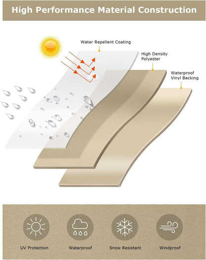 SunPatio Outdoor Chair Covers - Heavy Duty Waterproof Protection for Lounge Chairs | 34" W x 37" D x 36"/25" H, Beige (2 Pack)