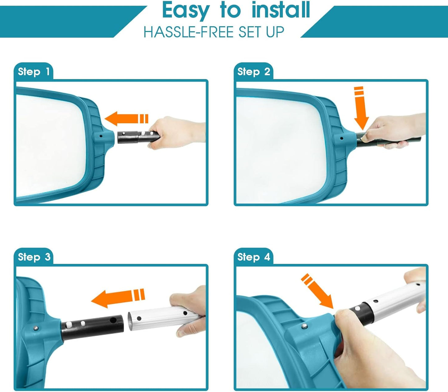 POOLWHALE Professional Pool Skimmer Net - Heavy-Duty Fine Mesh Leaf Cleaning Tool | Fast Debris Removal