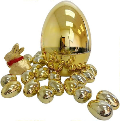 GiftExpress Jumbo Easter Egg - 10" Tall x 7" Wide Extra Large Empty Plastic Eggs - Perfect Kids & Adult Party Toys for Gift Baskets or Egg Hunt Decor - 1 Piece, Gold