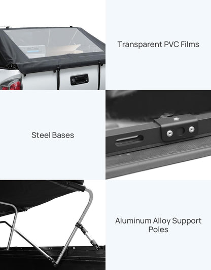 JOYTUTUS Upgraded Truck Bed Soft Topper Compatible with 2005-2023 Tacoma with 6ft Bed, Foldable Camper Shell Truck Top