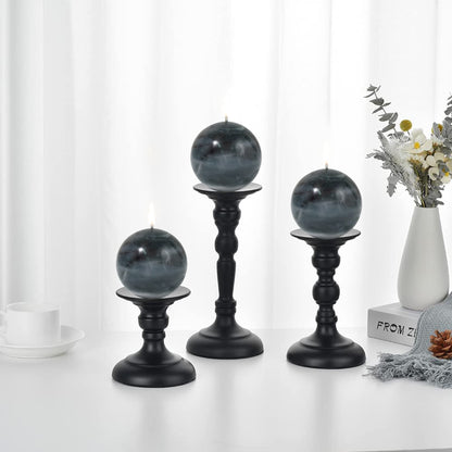 LPUSA Tie-dye Bule Rustic Ball 3 Inch Round Candles - Unscented, Ideal for Weddings, Holidays & Home Decor - Set of 3 Paraffin Sphere Candles