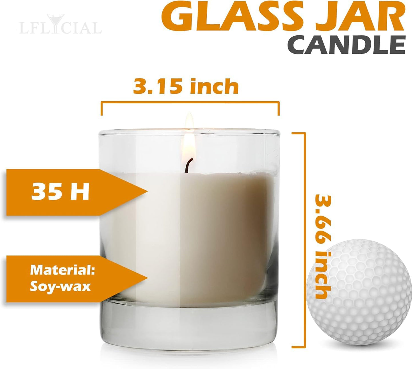 Jar Candle, 8oz Soy Wax Candle(1 Pack),35 Hours Long Burning Pillar Candle, White Pillar Candle in 10oz Old-Fashioned Whiskey Glass