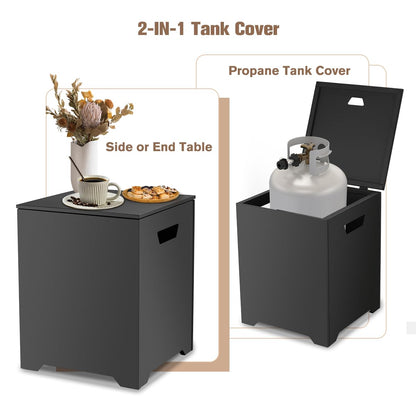 ThermoMate Propane Tank Cover Table, 20 LB Propane Tank Storage Box, Propane Tank Storage Hideaway Table for Fire Pit and Gas Griddle Black