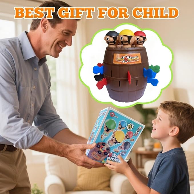 Oversized Pirate Board Game-with 5 Colorful Pirate Figures Fun and Tricky Surprise Toys for Kids Ages 3+ Girls and Boys Toys - 2-4 Players