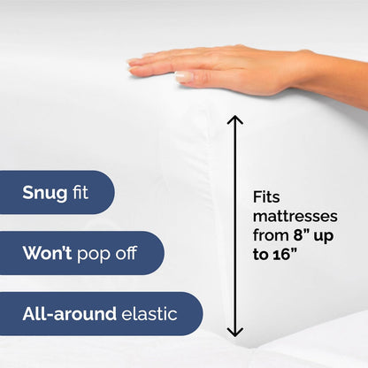 King Size 4 Piece Sheet Set - Ultra Soft Cooling Bed Sheets | Fits 8-16 Inch Mattresses - Wrinkle-Free, Fade-Resistant Bright White