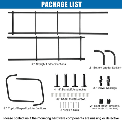 OUTPRIZE Universal Exterior RV Ladder, 7.6FT-8.4FT Aluminum Travel Trailer Ladder, 250lbs Capacity, Black