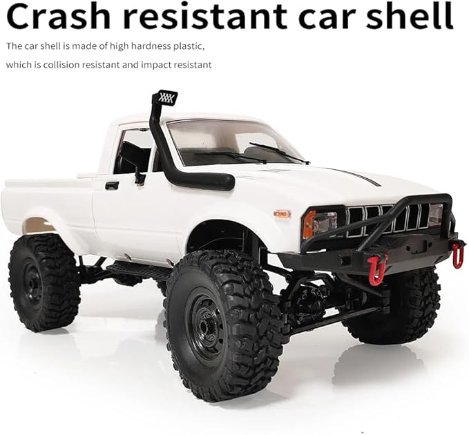 GoolRC RC Truck WPL C24-1 RC Crawler 1/16 Scale Remote Control Car 4WD All Terrain Off Road Pickup Truck 2.4GHz RC Climbing Car with LED Light 2 Batteries for Adults (White)