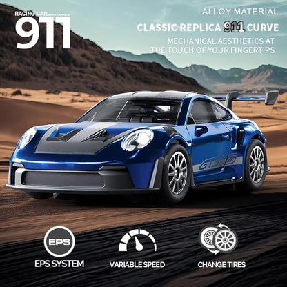 1:43 RC Drift Car 20KM/H with Gyro 2.4G 4WD Full Proportional Alloy Sport Racing Car Adjustable Speed LED Lighting for Teens &amp Adults-D43-01
