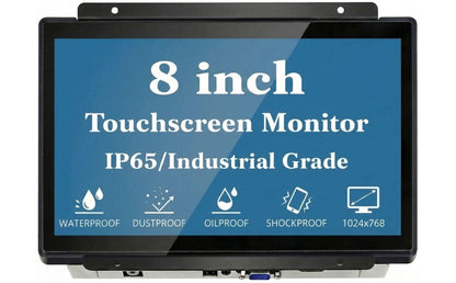 RIUIIN 8 Inch Open Frame Capacitive Touchscreen Monitor, Open-Frame Monitor,1024x768 Resolution Waterproof IP65,VESA+Panel Mount, for Kiosk, Automation, POS,Vending,Hospitality Markets