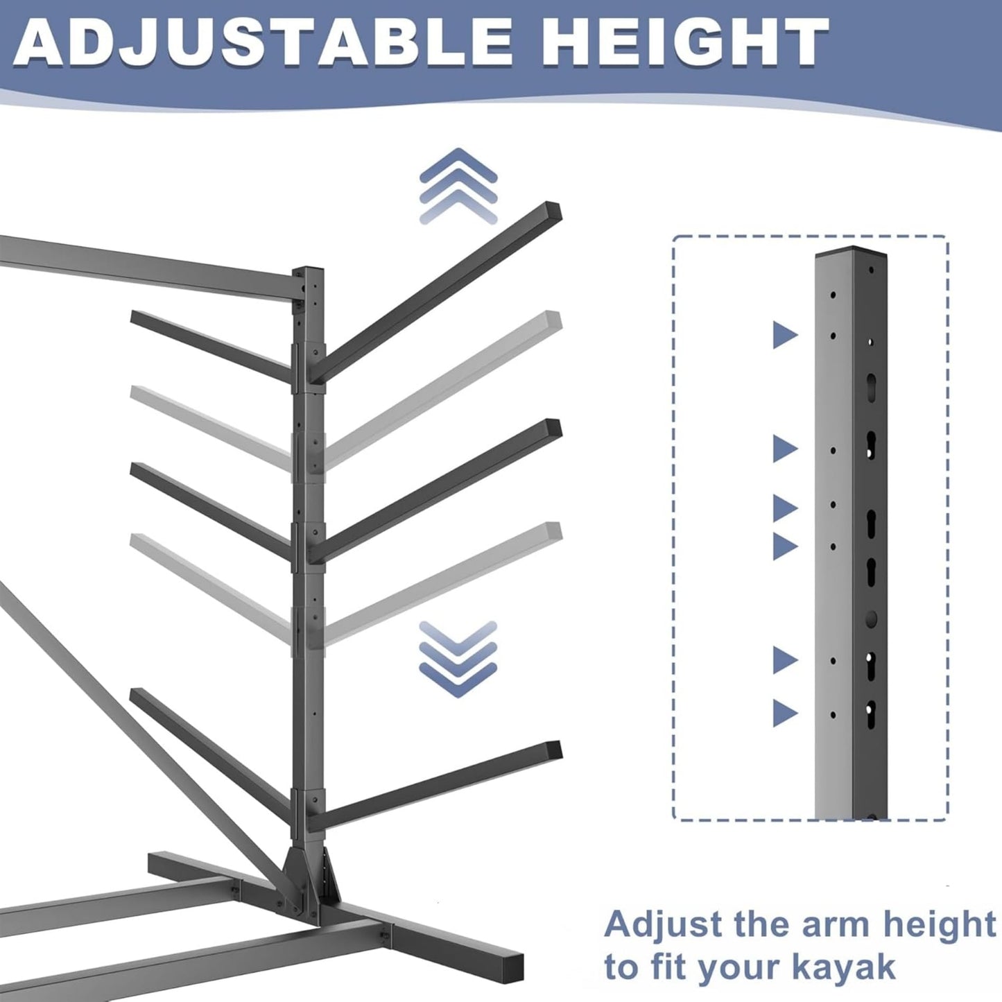 WALMANN Garage Kayak Rack, Heavy-Duty 6-Tier Adjustable Freestanding Kayak Stand Metal Kayak Storage Rack
