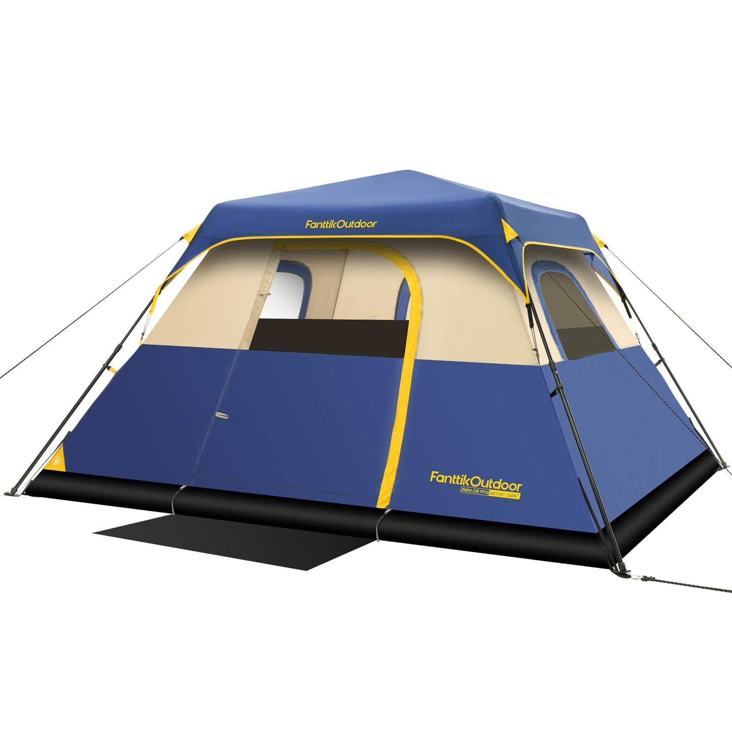 FanttikOutdoor Zeta C6 Pro Camping Tent 6 Person Instant Cabin Tent Setup in 60 Seconds with Rainfly & Windproof Portable with Carry Bag for Family Camping & Hiking, Upgraded Ventilation, Navy Blue