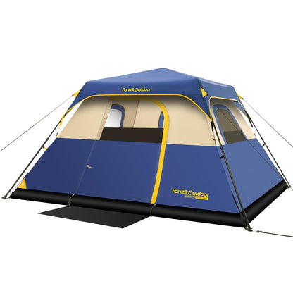 FanttikOutdoor Zeta C6 Pro Camping Tent 6 Person Instant Cabin Tent Setup in 60 Seconds with Rainfly & Windproof Portable with Carry Bag for Family Camping & Hiking, Upgraded Ventilation, Navy Blue