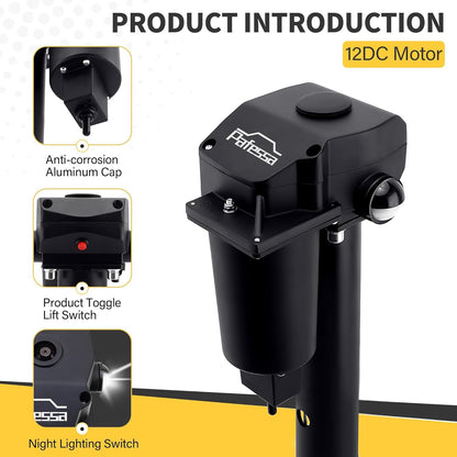 Pafessa 12V Electric A-Frame Trailer Tongue Jack with 7 Way Plug, 3500lb Lift Capacity 18” Travel Add 4.5” with the Drop Foot, Protective Cover Included