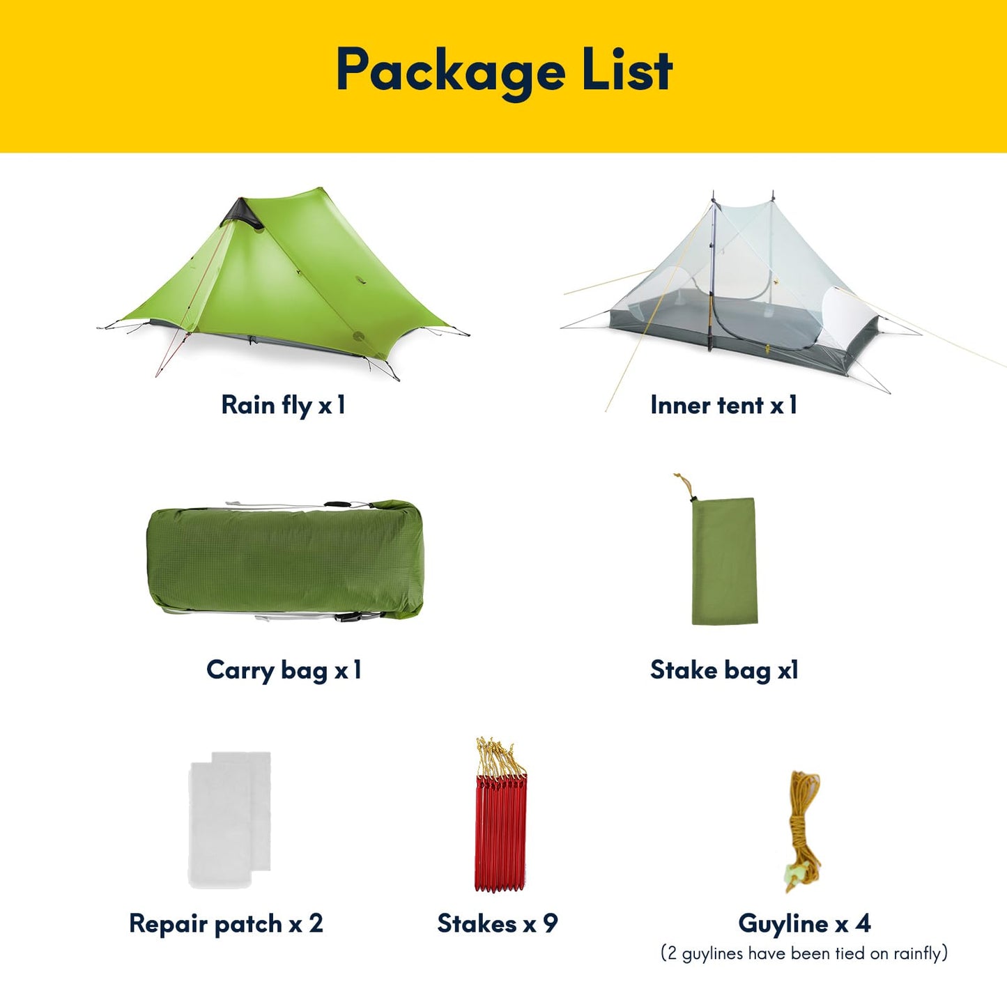 LANSHAN Ultralight Tent 3-Season Waterproof Backpacking Tent for 2 Person Camping, Climbing, Hiking, Travelling, Mountaineering, 2-Person, Green