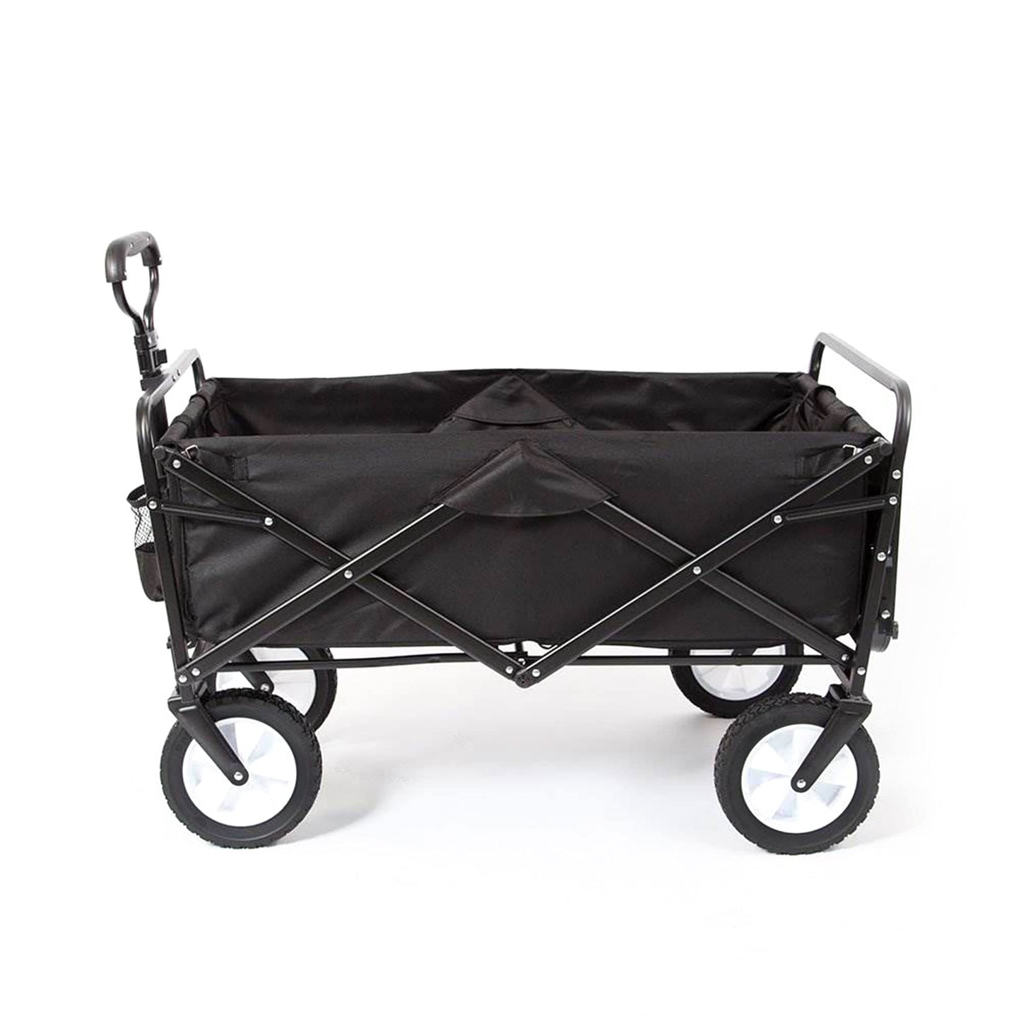 MacSports Collapsible Outdoor Utility Wagon with Folding Table and Drink Holders, Black