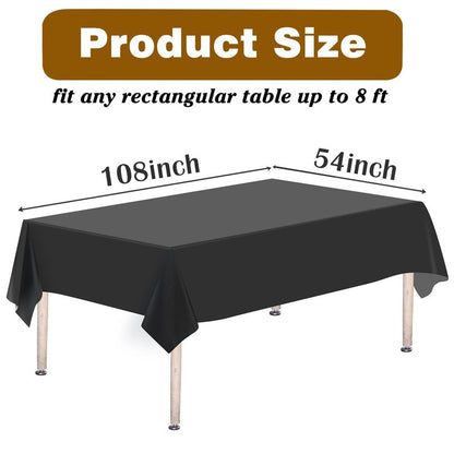 Kopokita 2PCS Black Plastic Tablecloths 54 x 108 Inch, Disposable Table Cloths Rectangle Party Table Covers