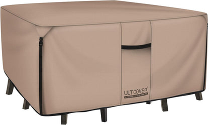 ULTCOVER Square Patio Table Cover - Heavy Duty Waterproof 600D Canvas for 94-Inch Outdoor Furniture