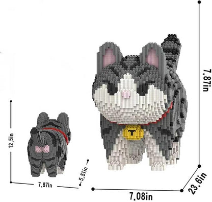 Gray Cat Micro Mini Building Block Sets for Adults No Compatible with Lego 6470PCS Pet Building Toys for Home &amp Office Decor MOC 3D Creative Model Gifts for Christmas