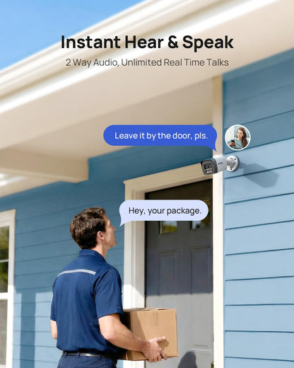ANNKE 5MP Security Camera System Two-Way Audio, 16CH NVR with AI Motion Detection, 8x 3K IP PoE Wired Cams with Red & Blue Light & Audio Alarm, Compatible with Alexa for Business Surveillance, 2TB HDD