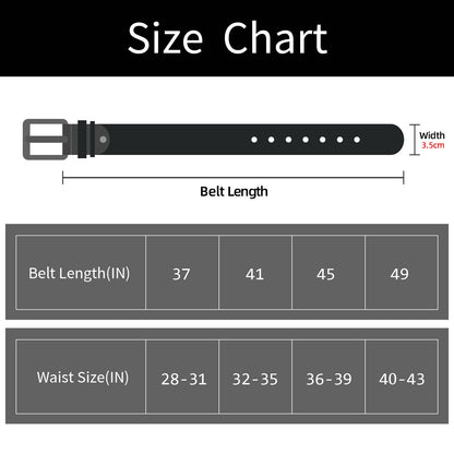 maikun Mens Black Leather Belt, Casual Dress Belts For Men, Classic Design, Black Buckle Length 41''