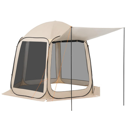 Pop Up Screen House Tent VEVOR 10 x 9.2 FT Pop-Up Screen Room with Awning, Portable Screen Tent Gazebo for 4–8 Person, Instant Screen Canopy with Carry Bag for Patio Backyard Camping