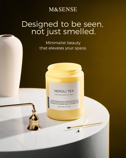 M&SENSE Neroli Tea Scented Candle, 19.4oz 110 Hours Long Lasting Burn 2 Wick Non Toxic Natural Soy Wax Candle for Women, Slow Burning Home Fragrance Gifts for Stress Relief & Relaxing
