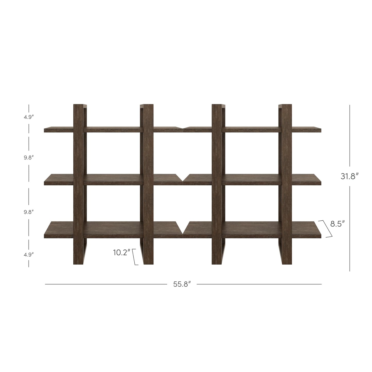Nathan James Floating Wall Book Shelves, 3-Tier Display Shelf, Decorative Modular Shelf in Solid Wood for Bedroom, Nursery, Bathroom or Kitchen, Set of 2
