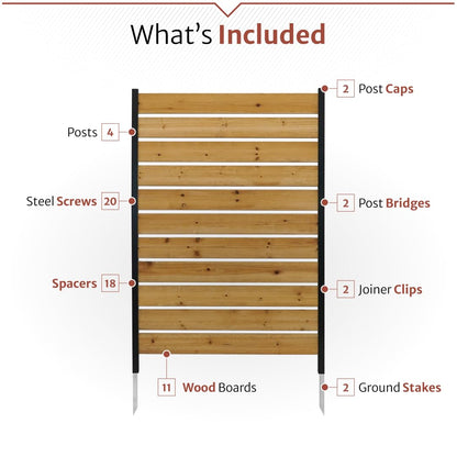5ft H x 3.2ft W (1 Panel) No Dig Enclo Concord Cedar Wood Privacy Screen, Great to Hide Trash Cans, Decorative Patio Privacy Screen, Outdoor Fence, Air Conditioner Fence, EC18022