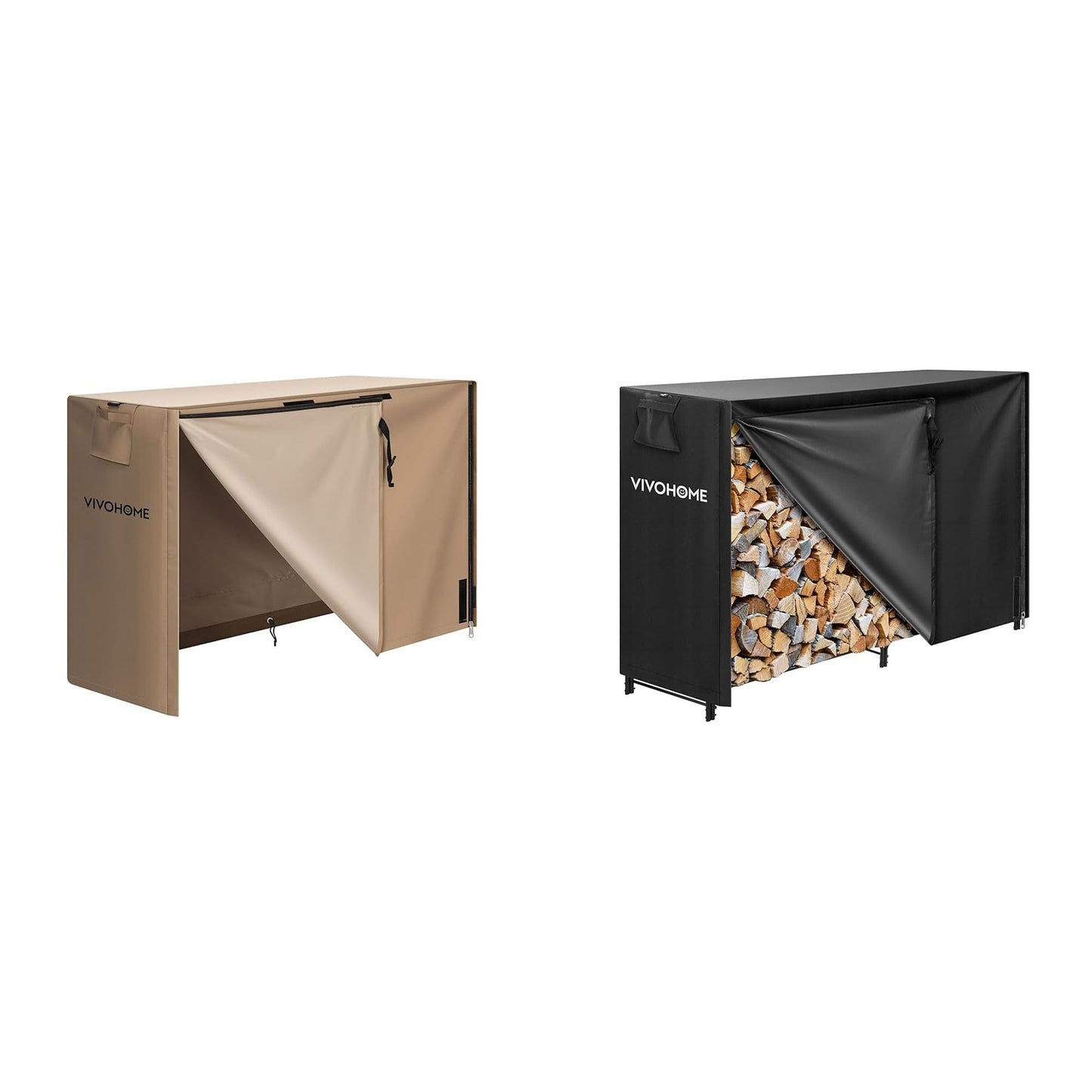 VIVOHOME 5ft Firewood Log Rack Cover, Heavy Duty 600D Oxford, Double Layer Outdoor Weather Resistant with 5ft Heavy Duty Indoor Outdoor Firewood Storage Log Rack with Cover Combo