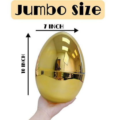 GiftExpress Jumbo Easter Egg - 10" Tall x 7" Wide Extra Large Empty Plastic Eggs - Perfect Kids & Adult Party Toys for Gift Baskets or Egg Hunt Decor - 1 Piece, Gold