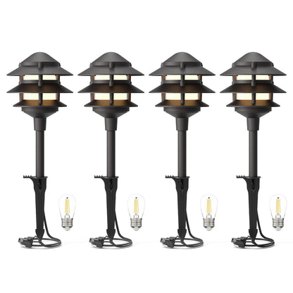 GOODSMANN Landscape Lighting 4PK Pathway Lights Low Voltage 2.2 Watt LED Replaceable Bulbs 12V AC Landscape Lights 30 Lumen Warm White with Metal Stakes