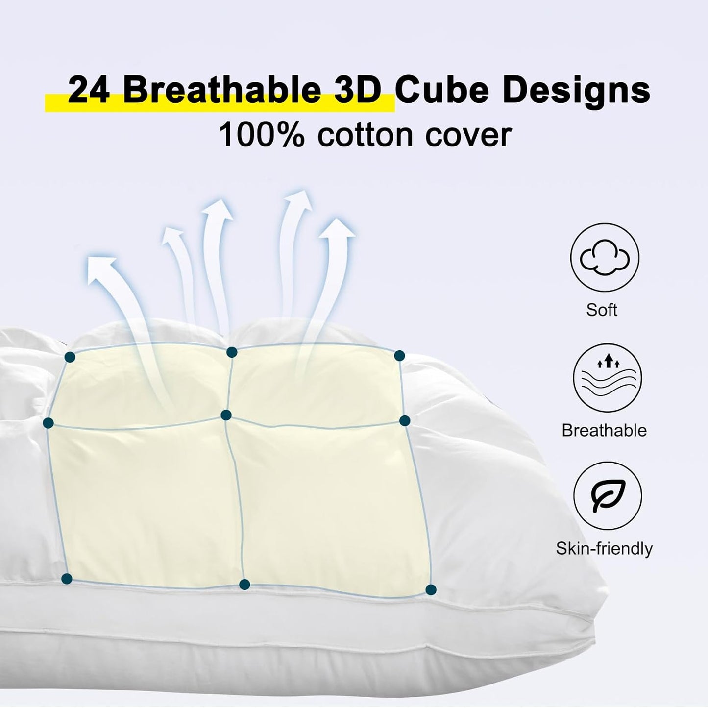 YOUR MOON Queen Size Pillows - Soft Down Alternative Support | Set of 2 Fluffy Gel Pillows (White)