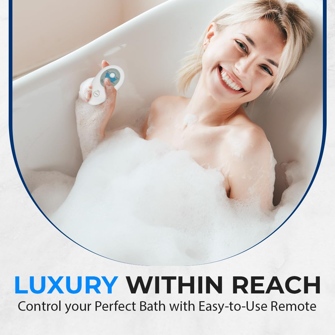 Portable Spa Bubble Bath Massager - Thermal Spa Waterproof Non-slip Mat with Suction Cup Bottom, Motorized Air Pump & Adjustable Bubble Settings - Remote Control Included - Serenelife PHSPAMT22