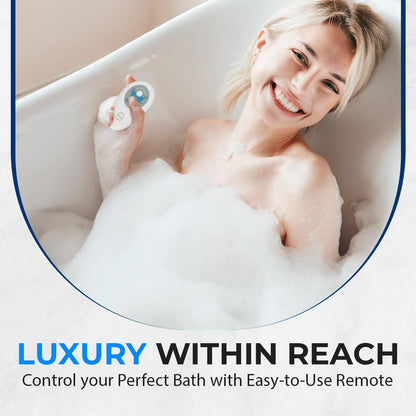 Portable Spa Bubble Bath Massager - Thermal Spa Waterproof Non-slip Mat with Suction Cup Bottom, Motorized Air Pump & Adjustable Bubble Settings - Remote Control Included - Serenelife PHSPAMT22