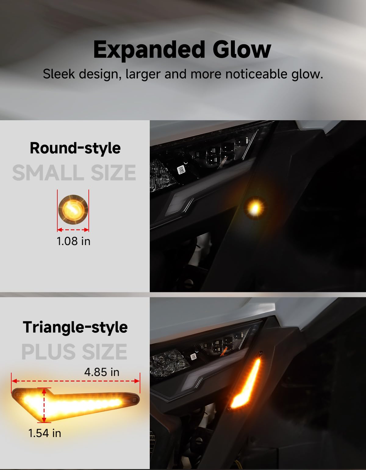 KEMIMOTO Triangle UTV Turn Signal Kit with Horn, and Integrated Switch, Pre-Wired, Plug and Play UTV ATV Blinker, Universal Street Legal Turn Signals Compatible with Polaris, Can-Am, Teryx, CFMOTO