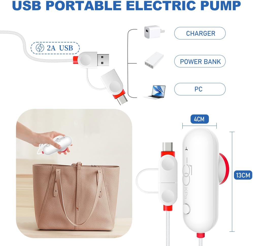 Vacbird Vacuum Storage Bags - 15 Pack Travel Size with USB Pump | Space Saver for Clothes