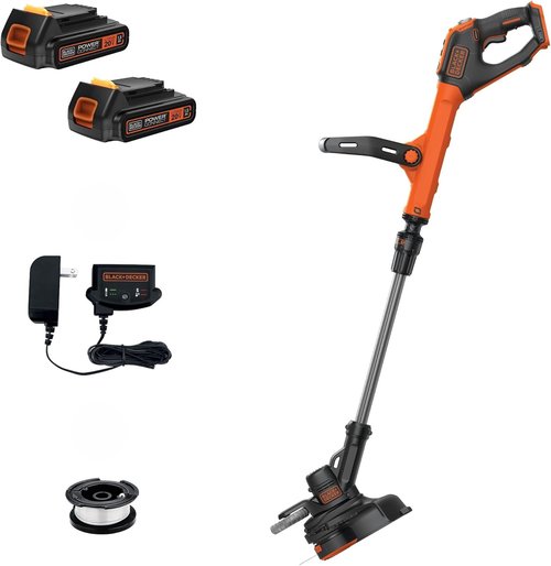 BLACK+DECKER 20V MAX Cordless String Trimmer & Edger - 12-Inch, 2-Speed Control, 2 Batteries & Charger Included